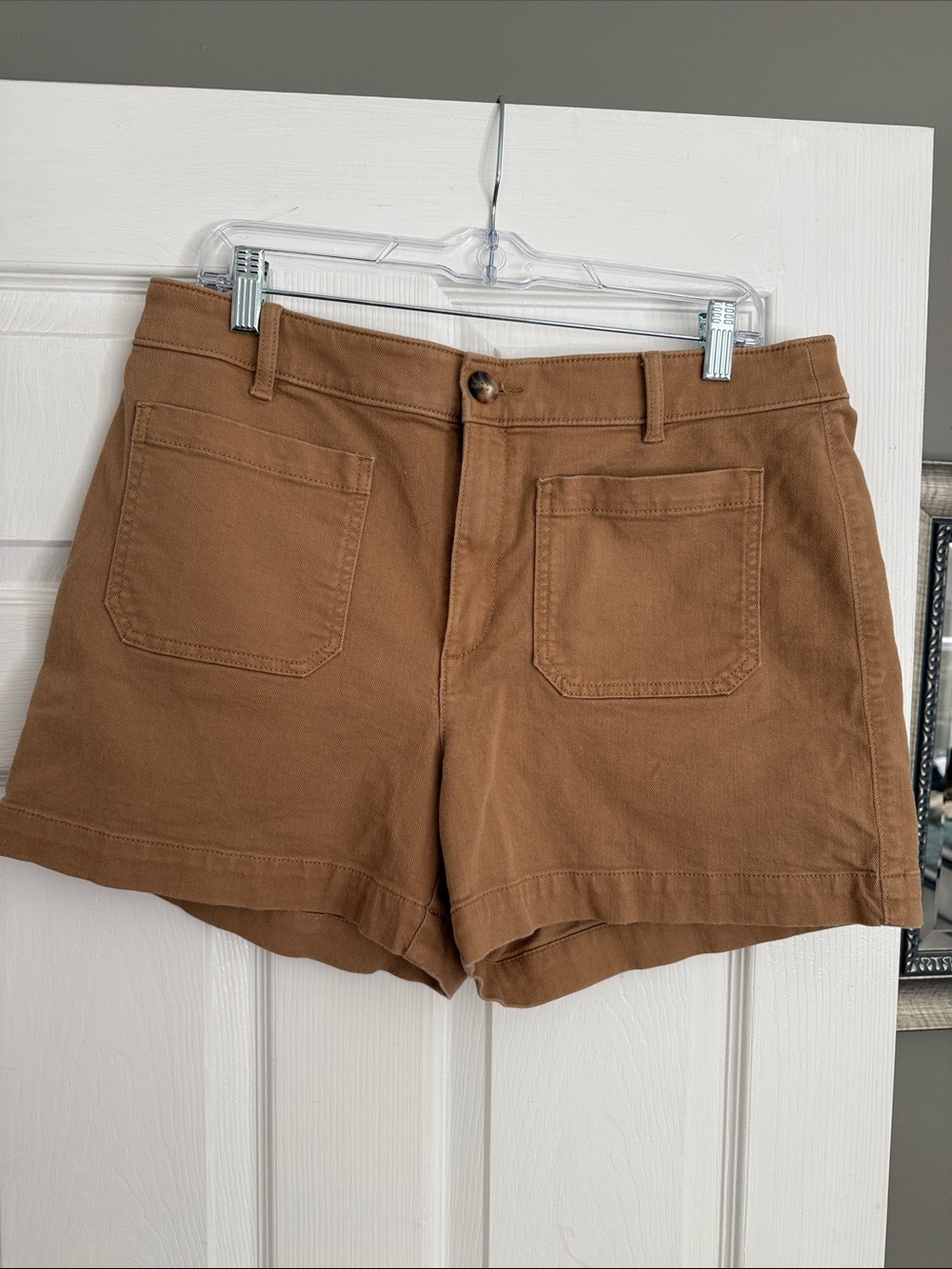 LOFT Brown High-Waist Cotton Shorts